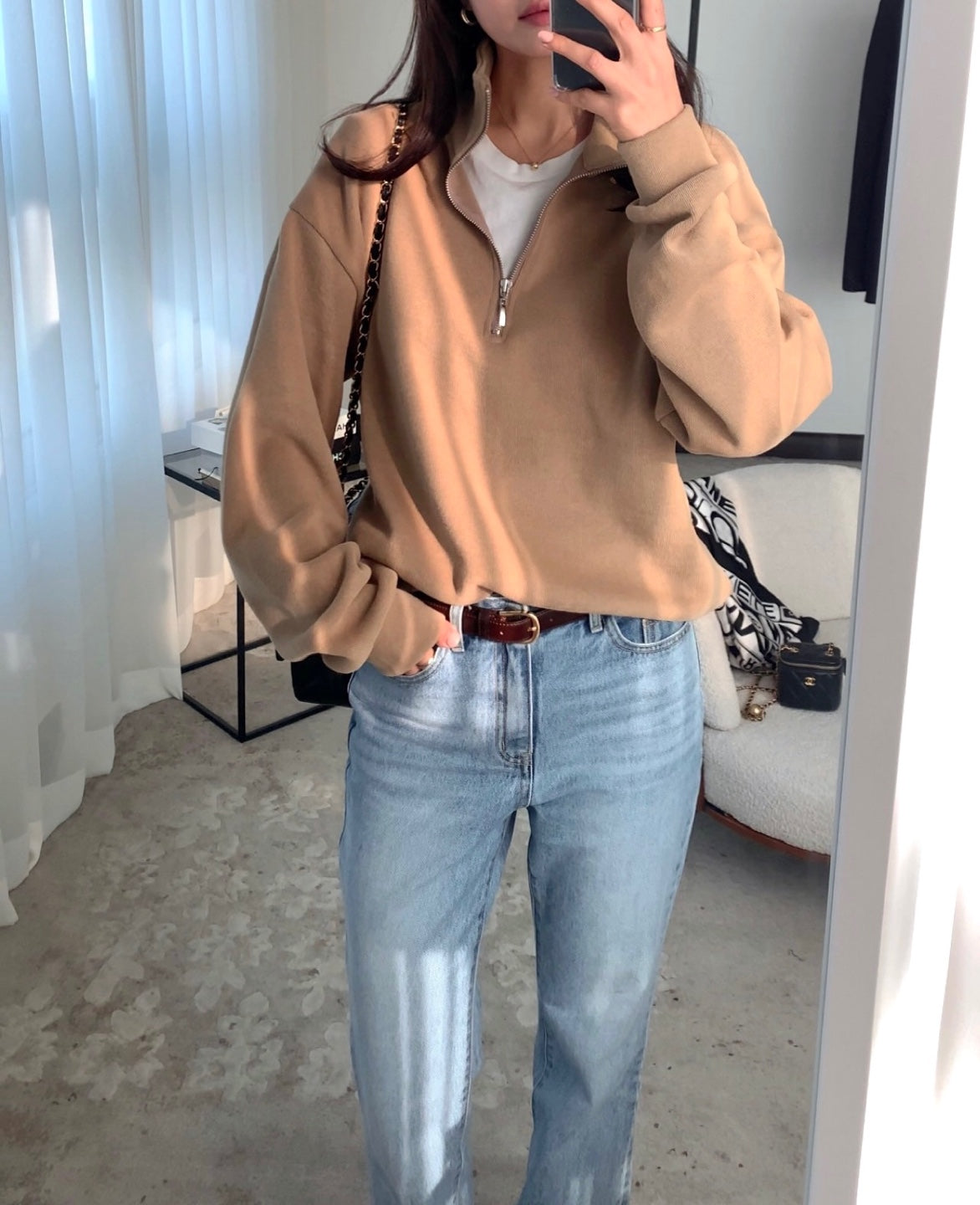 【PREMIUM】Jennie Classic Effortless Half-Zip Sweatshirt Knit ｜ 值得投資的極簡知性微絨立領半拉鍊衛衣