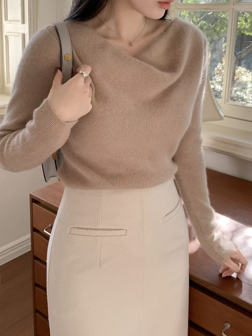 熱賣款 Premium 26.6% Raccoon Wool Curl Neck Knit