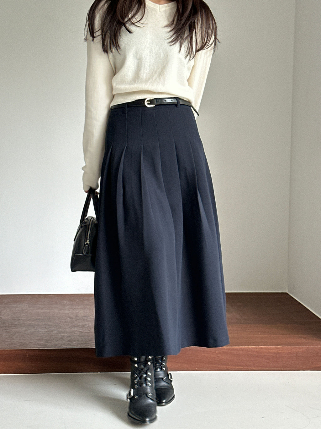 【店主推薦!!!】The Classic Pleated A-Line Stretch Maxi Skirt ｜ 皇牌主打高質感壓褶 A 字長裙