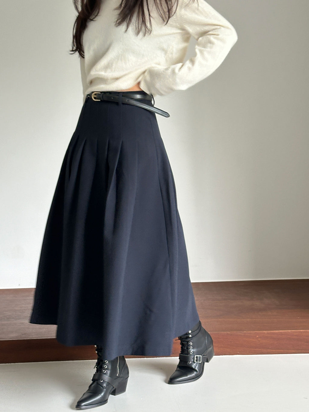 【店主推薦!!!】The Classic Pleated A-Line Stretch Maxi Skirt ｜ 皇牌主打高質感壓褶 A 字長裙