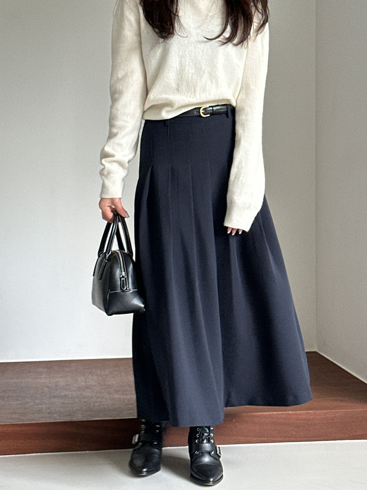 【店主推薦!!!】The Classic Pleated A-Line Stretch Maxi Skirt ｜ 皇牌主打高質感壓褶 A 字長裙