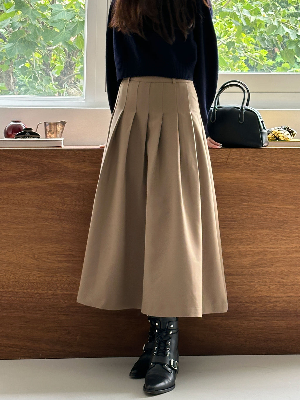 【店主推薦!!!】The Classic Pleated A-Line Stretch Maxi Skirt ｜ 皇牌主打高質感壓褶 A 字長裙