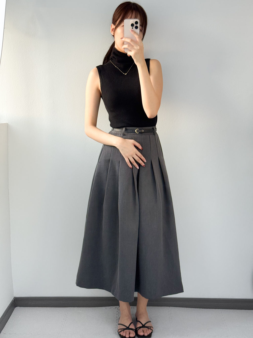 【店主推薦!!!】The Classic Pleated A-Line Stretch Maxi Skirt ｜ 皇牌主打高質感壓褶 A 字長裙