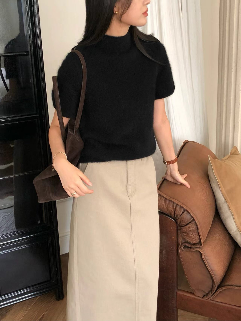 【PREMIUM】質感滿分的品牌後開衩牛仔長裙｜ The Essence Back-Slit Cotton Denim Maxi Skirt