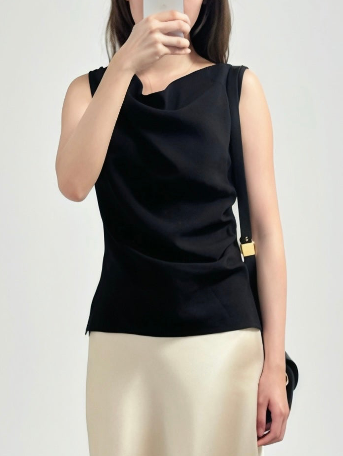 «Premium» The Aura Top｜垂領絲感背心