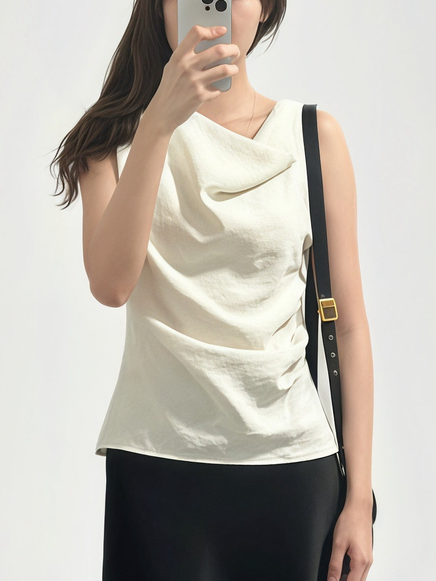 «Premium» The Aura Top｜垂領絲感背心