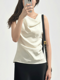 «Premium» The Aura Top｜垂領絲感背心