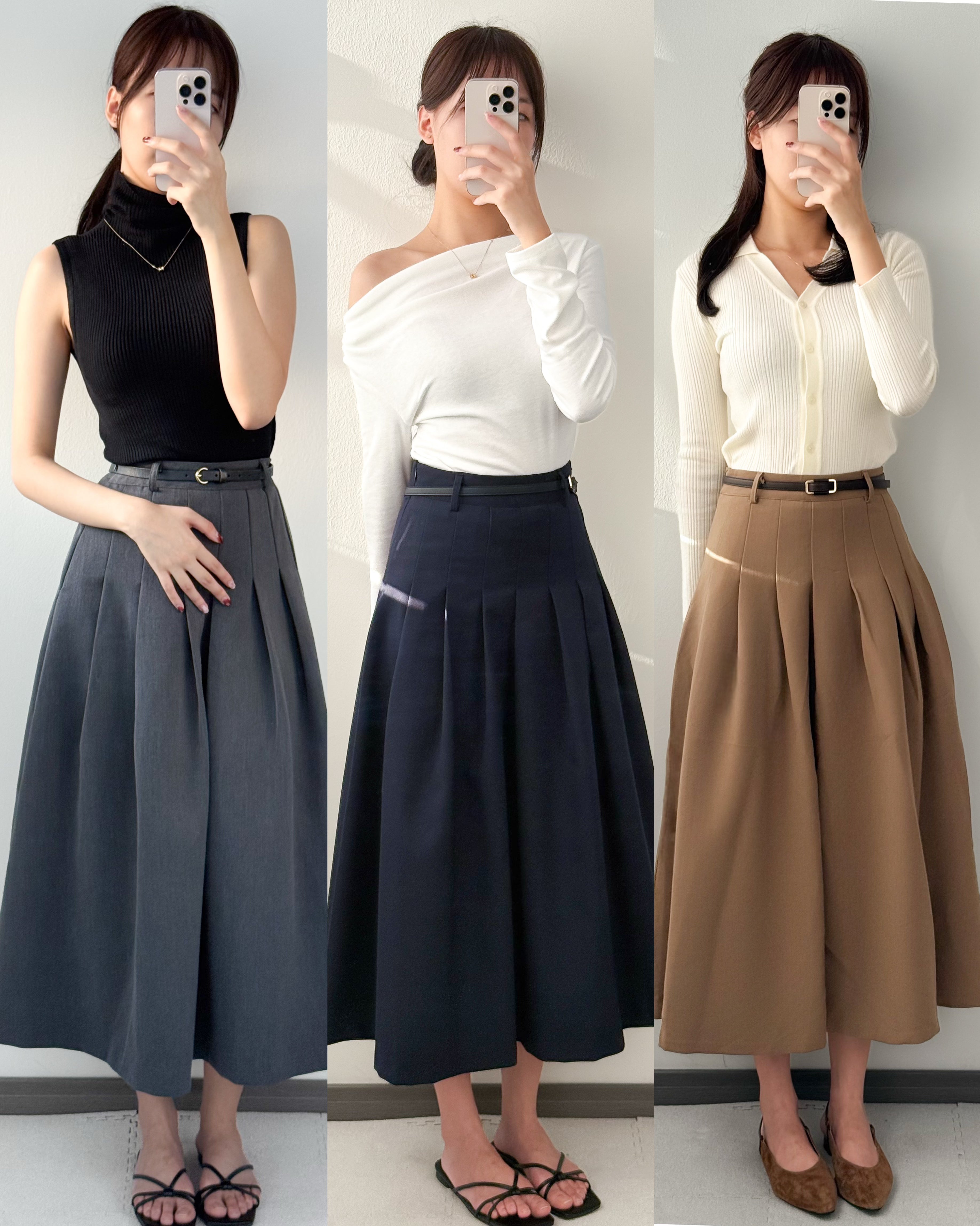 【店主推薦!!!】The Classic Pleated A-Line Stretch Maxi Skirt ｜ 皇牌主打高質感壓褶 A 字長裙