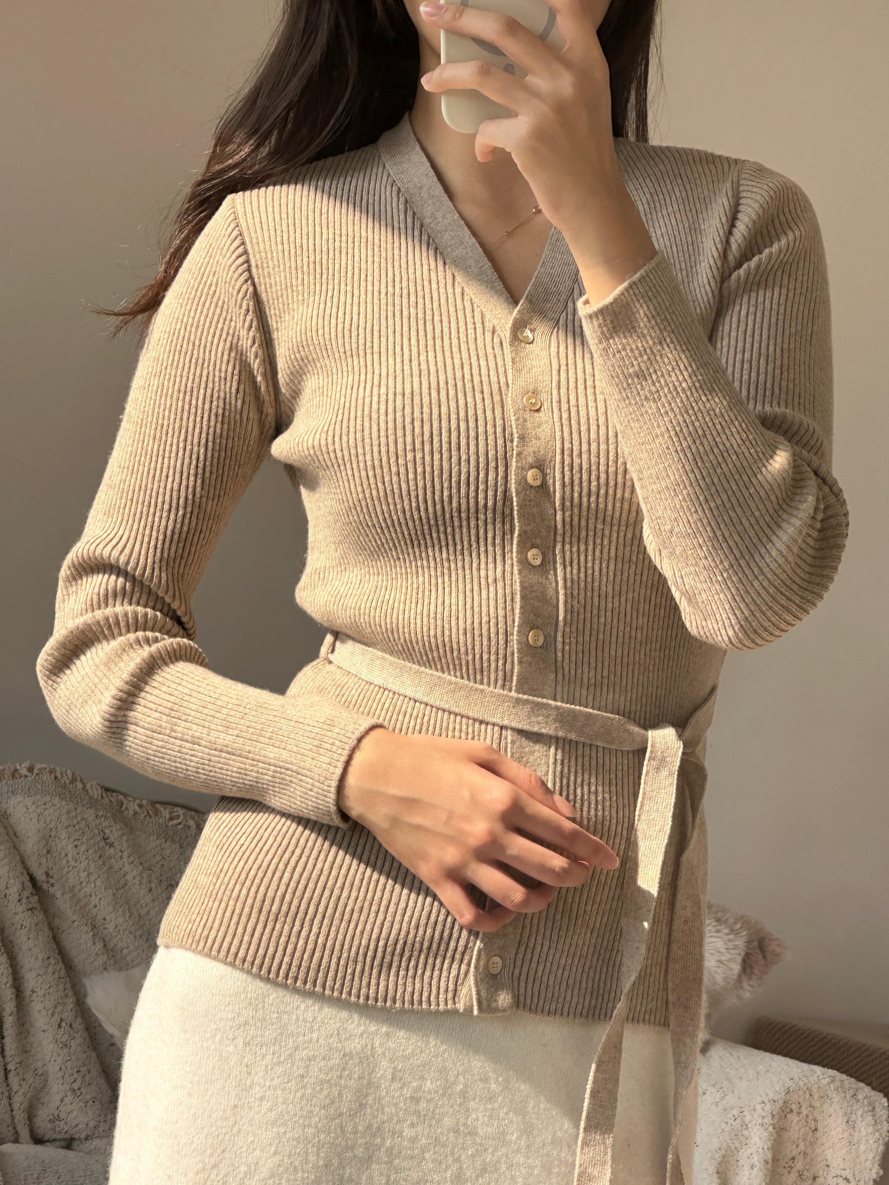 推薦!!! 店主自留適合返工的 Premium 8% Merino Wool Ribbed String Cardigan