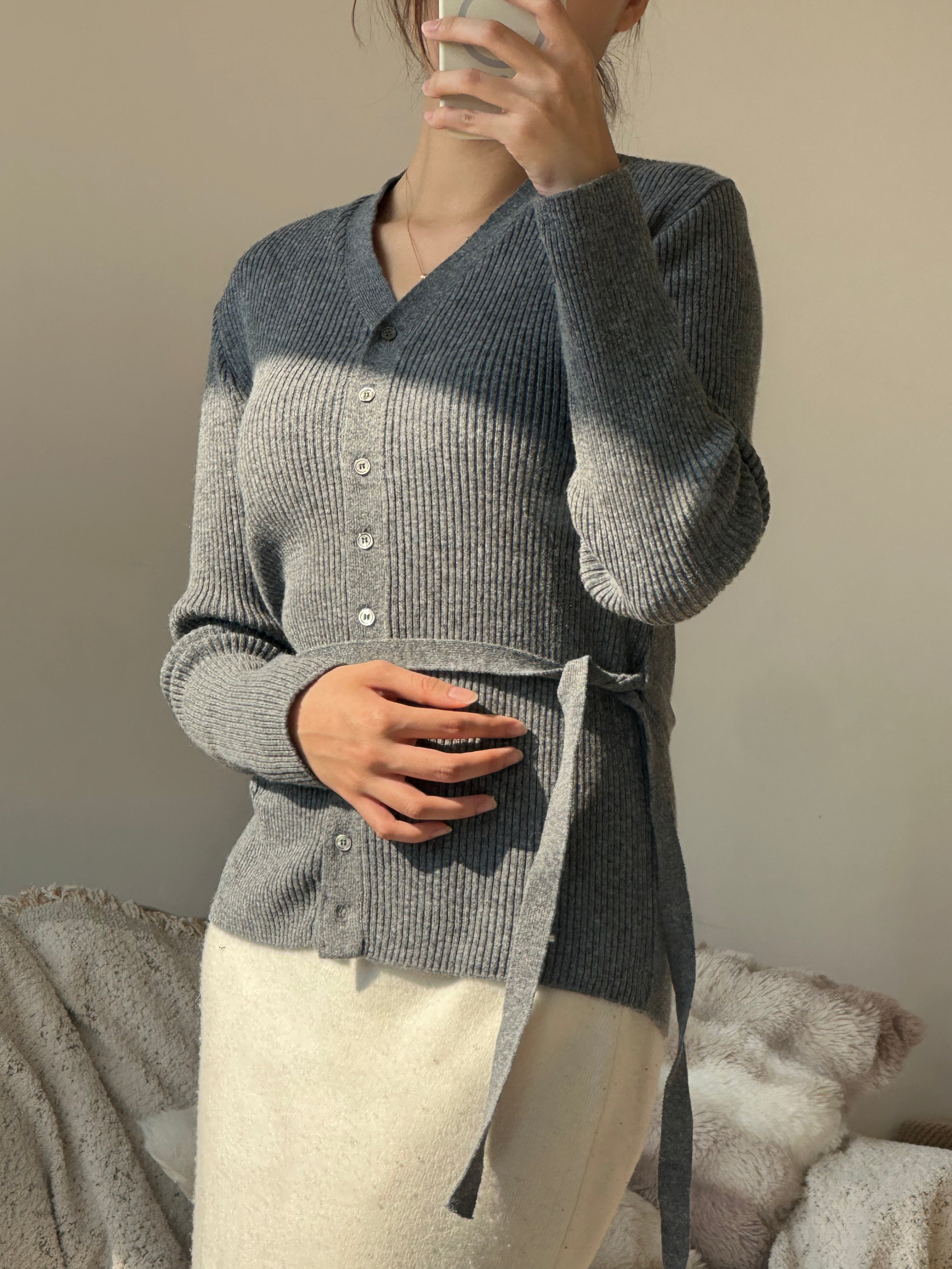 推薦!!! 店主自留適合返工的 Premium 8% Merino Wool Ribbed String Cardigan