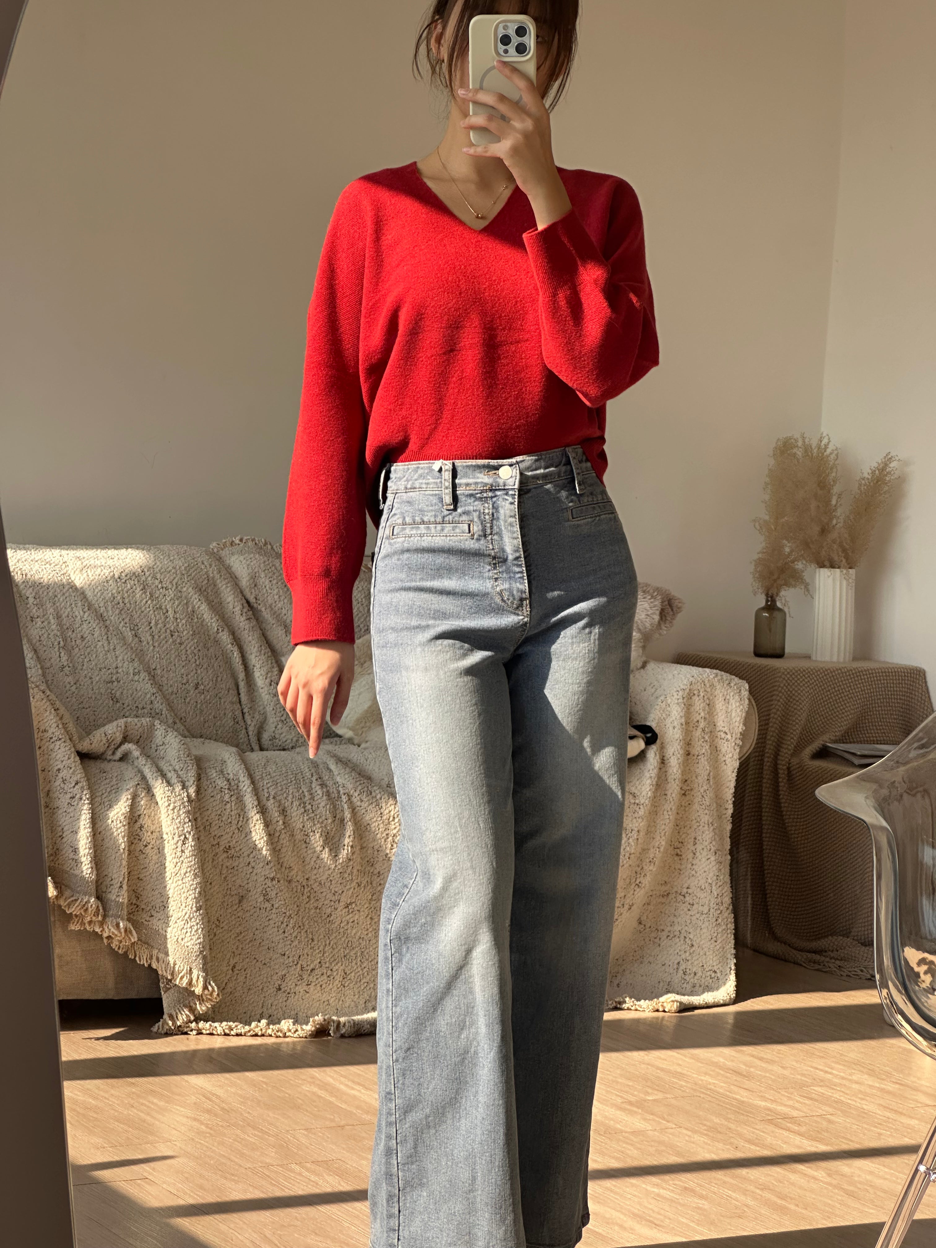 返工必備 微喇叭形靚料牛仔褲～