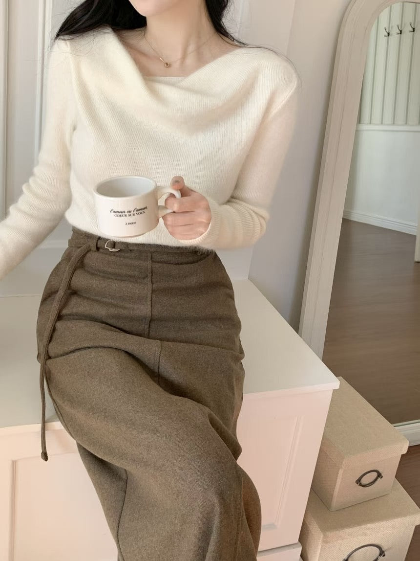 熱賣款 Premium 26.6% Raccoon Wool Curl Neck Knit