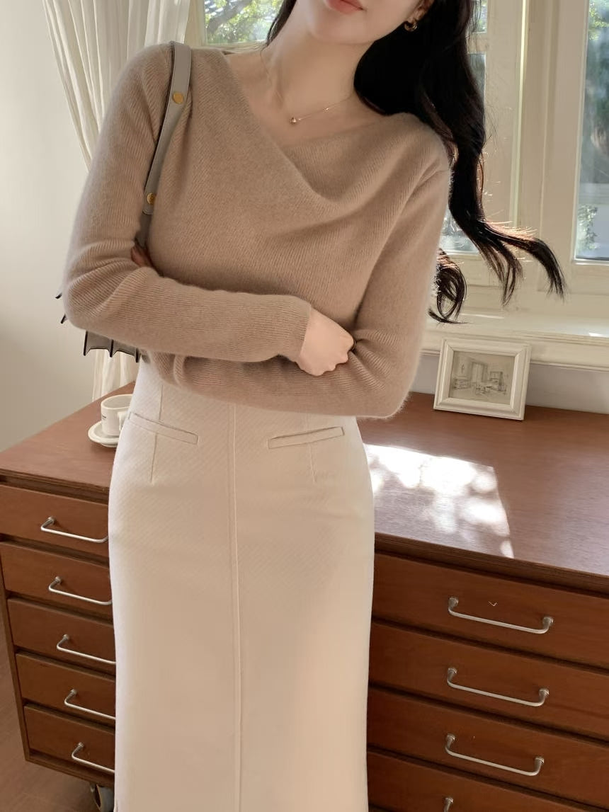 熱賣款 Premium 26.6% Raccoon Wool Curl Neck Knit